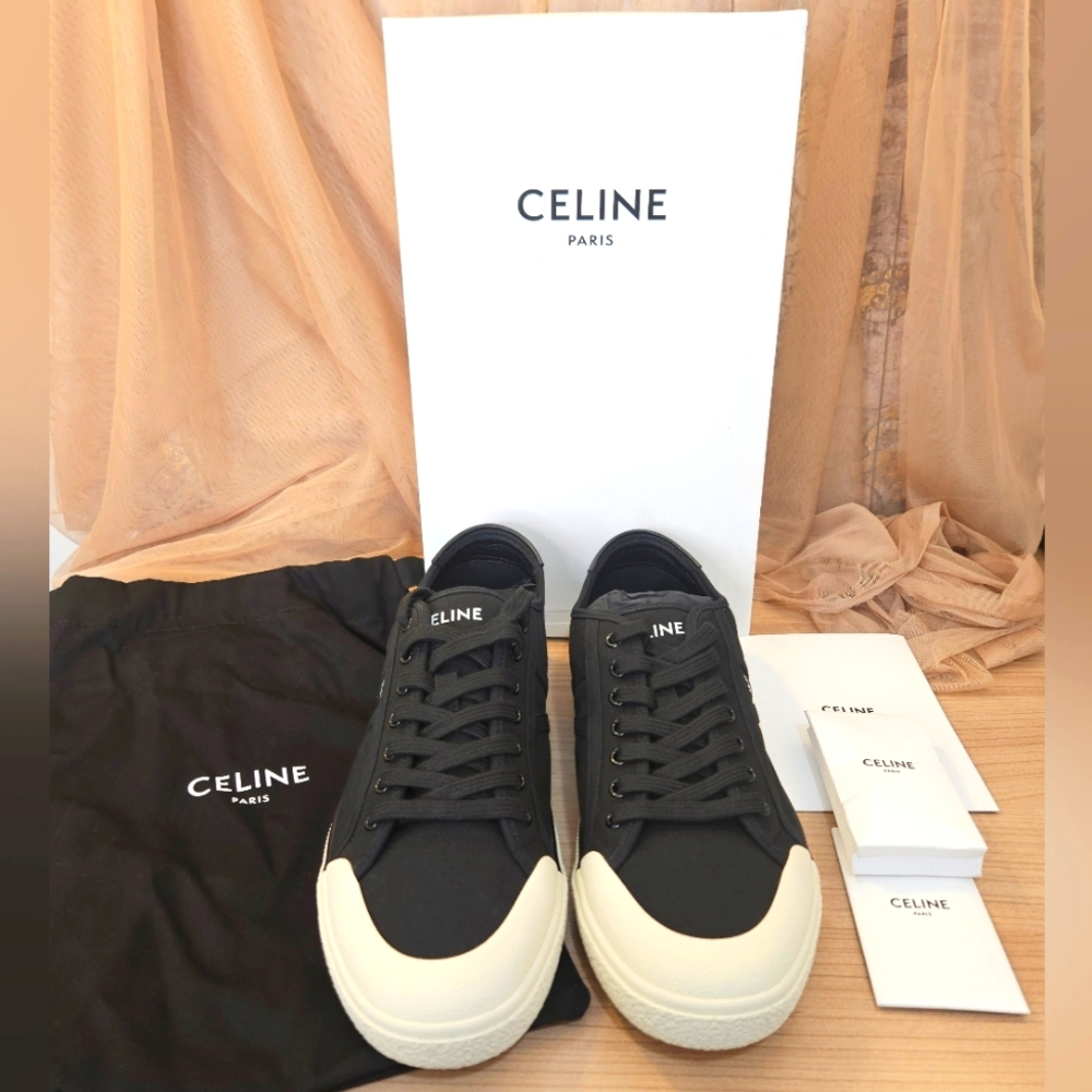 NEW Celine Black Cloth Low Trainers Men's Size 44